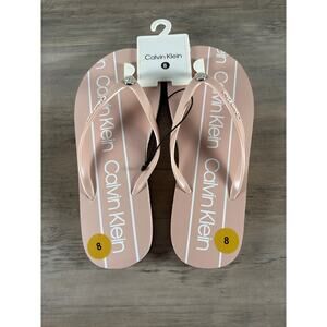 Calvin Klein Pink White‎ Women's Size 8 Flip Flop Sandal- New with Tags
